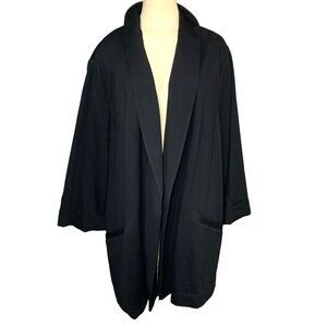 Penningtons Cardigan Jacket Women Sz 28 Black Open Jersey 3/4 Sleeve Side Pocket